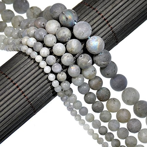 AD Beads Beautiful Natural Matte Gemstone Round Spacer Loose Beads 4-12mm (4mm, 16 Matte Labradorite) - color: 16 Matte Labradorite, size: 4mm