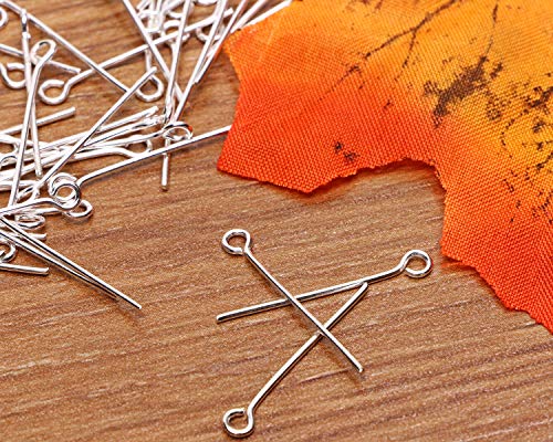 Shapenty 200PCS Mini Metal Wire Eyepins Beading Small Open Eye Head Pins Needles Bulk for DIY Craft Bead Earring Pendant Necklace Bracelet Jewelry Charm Finding Making (24mm/1Inch, Silver) - color: Silver, size: 24 mm