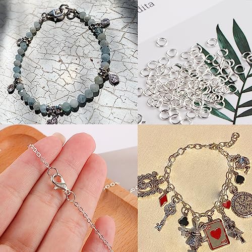 23Pcs 925 Sterling Silver Lobster Claw Clasps 10mm with Open Jump Rings Jewelry Making Set, Sterling Silver Jewelry Finding Supplies Small Lobster Clasps for Necklaces Bracelet Chains Connector - color: 23PcsA