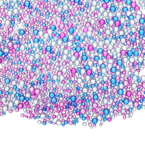 Iridescent Glass Tiny Bubble Beads, 0.4-3mm 20g No Hole Micro Mini Round Bluish Purple Water Droplets Beads - Applications: for Resin, Nail Art, Dollhouse Bath Tub, 2-Pieces - color: Bluish Purple, size: φ0.4-3mm