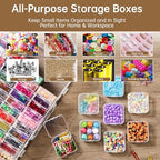 Bead Organizer Box, 60 Pack Small Clear Storage Boxes with Labels, Large Travel Craft Case with Handle, Mini Plastic Containers for Jewelry Making Diamonds DIY Pony Bracelet Screws Seeds Small Parts - size: 1 Pack 60 Pcs