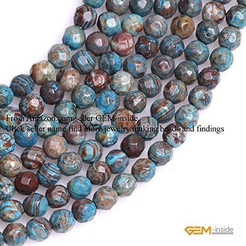 GEM-Inside 4mm Round Dyed Blue Crazy Lace Agate Faceted Gemstone Loose Beads Energy Stone Power Beads for Jewelry Making 15"