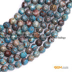 GEM-Inside 4mm Round Dyed Blue Crazy Lace Agate Faceted Gemstone Loose Beads Energy Stone Power Beads for Jewelry Making 15"