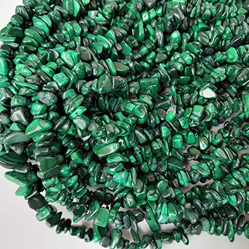 90 Inches Malachite Irregular Shaped Crystal and Healing Tumbled Chip Stone Beads for Jewelry Making - color: Green-Malachite