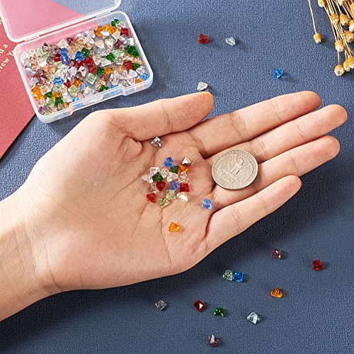 Cheriswelry 165Pcs Transparent Triangle Glass Beads 4.5mm Colorful Faceted Crystal Beads Bulk 11 Styles for DIY Necklace Bracelet Earrings Jewelry Making Crafts - color: Mixed Color-Triangle