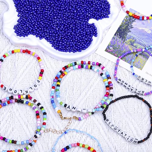 5000pcs Glass Seed Beads, 3mm 8/0 Small Individual Color Seed Beads Mini Pony Bulk for DIY Bracelet Necklaces Wrist Jewelry Making, Dark Blue - color: Dark Blue