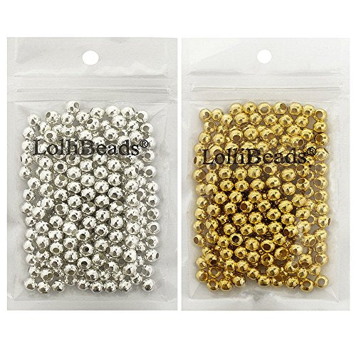 LolliBeads (R) Gold and Silver Plated Smooth Round Metal Beads Mixed Color 6 mm 300/300 Total 600 Pcs - color: Gold/Silver 600 Pcs 6mm