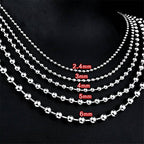 Titanium Stainless Steel Small Beads Ball Chain Necklace for Men Women 24-38 Inches Silver Black Gold - color: Silver, 4mm wide