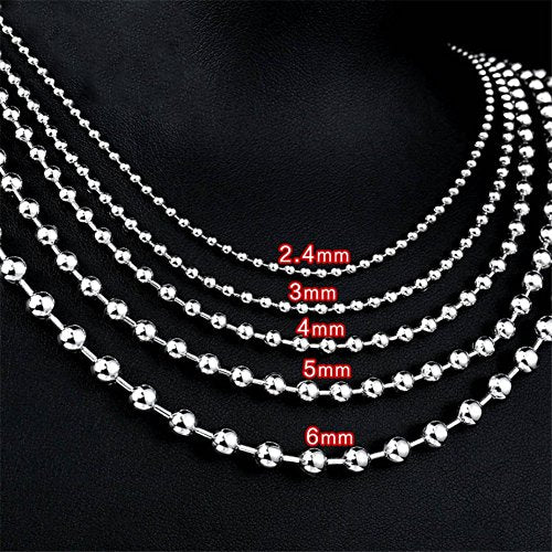 Titanium Stainless Steel Small Beads Ball Chain Necklace for Men Women 24-38 Inches Silver Black Gold - color: Silver, 5mm wide