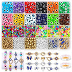 Acejoz 2702 Pieces Bracelet Making Kit, Including Evil Eye Beads, Evil Eye Charms, Assorted Beads and Elastic String for Bracelets