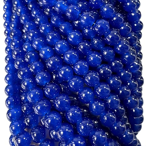 200PCS Glass Beads 8mm Glass Beads for Bracelets Necklaces Jewelry Making DIY Crafts (Dark Blue) - color: 5Dark Blue