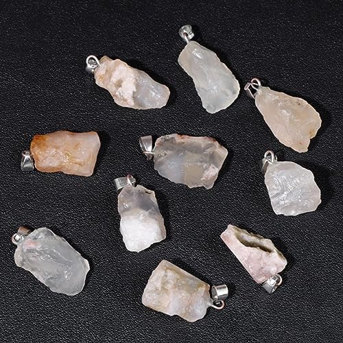 10pcs Irregular Raw Natural Pink Aventurine Rock Stone Pendant Healing Crystal Chakra Gemstone Charm for Jewelry Making DIY Necklace Earrings Accessories Reiki - color: Pink Aventurine