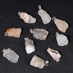 10pcs Irregular Raw Natural Pink Aventurine Rock Stone Pendant Healing Crystal Chakra Gemstone Charm for Jewelry Making DIY Necklace Earrings Accessories Reiki - color: Pink Aventurine