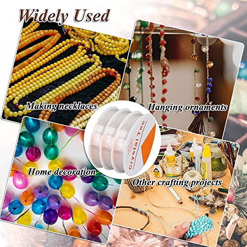 Whale Stretchy String for Bracelets, 3 Rolls Clear Elastic String for Jewelry Making 0.6mm 15mRoll Jewelry Beading Wire Crystal Craft Wire Stretch Cord for Seed Beads Pony Beads (3 Rolls)