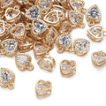 Beadthoven 100pcs Cubic Zirconia Alloy Charms Heart Shaped KC Gold Pendants for Jewelry Making Choker Tiny Dangle Accessories Valentine's Day Wedding - color: Gold-Heart