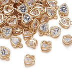 Beadthoven 100pcs Cubic Zirconia Alloy Charms Heart Shaped KC Gold Pendants for Jewelry Making Choker Tiny Dangle Accessories Valentine's Day Wedding - color: Gold-Heart