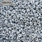 Letter Beads 1000pcs Acrylic Alphabet Letter Beads A-Z Letter for Jewelry Making (slivery) - color: slivery