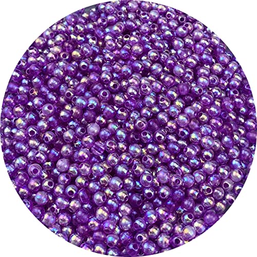 1500 Pcs 4mm Acrylic Round Beads AB Colors Round Spacer Beads for Earring Bracelet Necklace Key Chains Jewelry DIY Craft Making (Dark Purple AB) - color: Dark Purple AB, size: 4mm