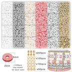MIIIM Boho Neutral Clay Bead Bracelet Kit, Heishi Beads, Flat Clay Beads and Gold Spacer Beads for Jewelry Making, Friendship Bracelet Beads Kit for Valentine's Day, Crafts, Raves, Gifts - color: Boho Neutral
