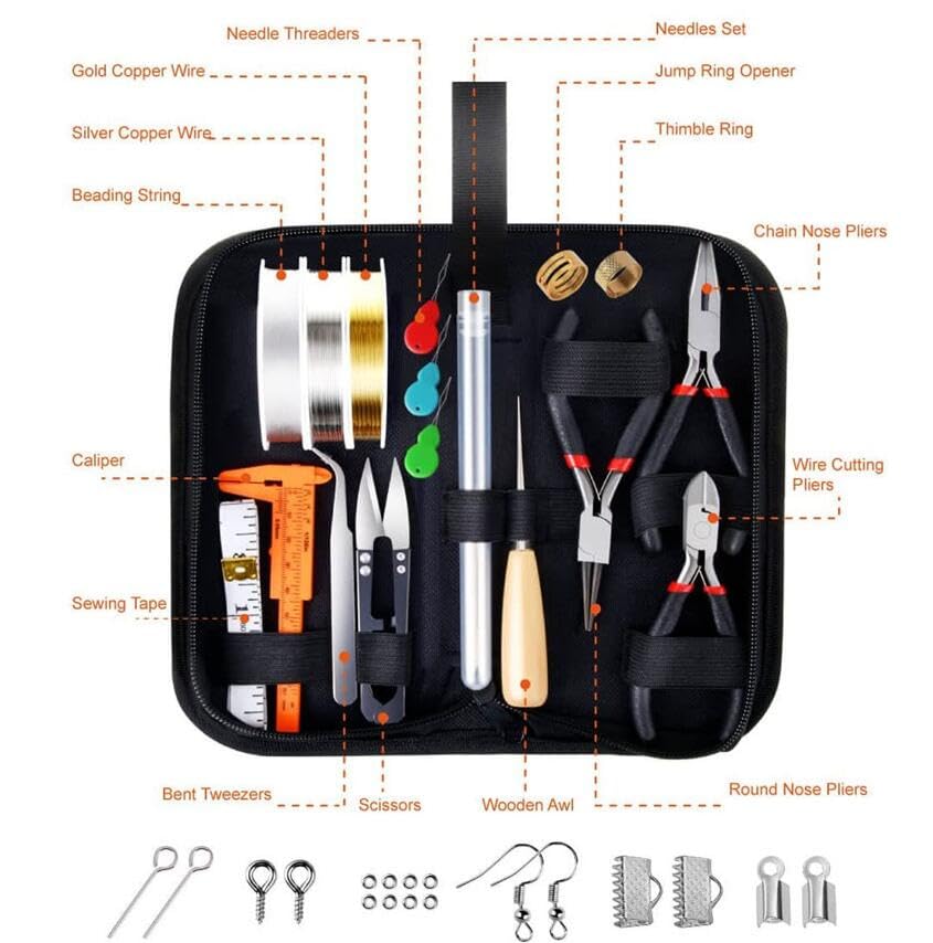 EatingBiting Jewelry Making Supplies Kit with Jewelry Wires and Jewelry Findings Starter Beading Making and Repair Tools Kit
