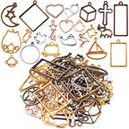 100G(5070Piece) Open Back Resin Molds Open Back Pendants Blanks Frame Hollow Bezel Charms for Earrings Necklace Bracelet DIY Crafts Making Supplies