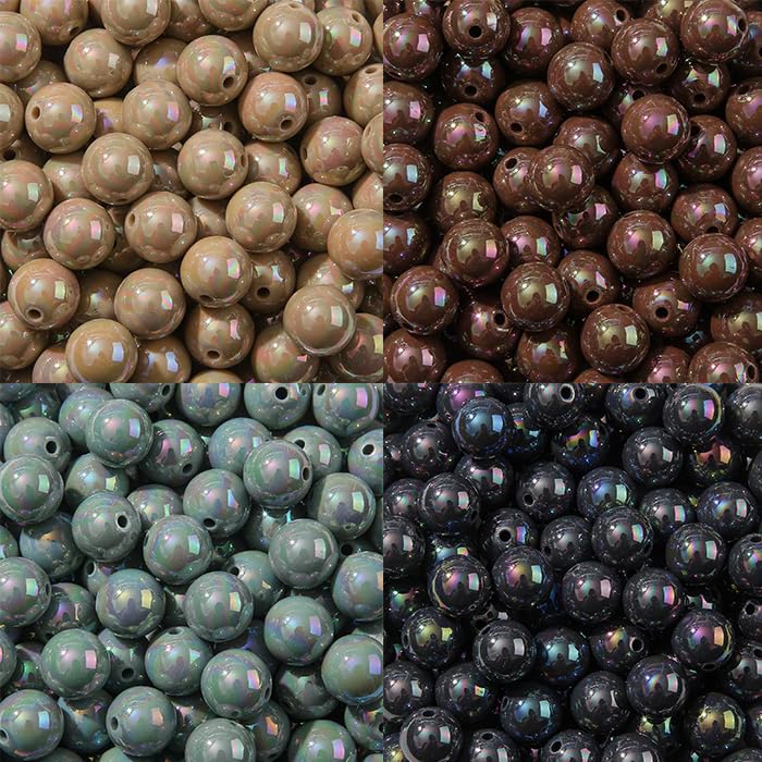16mm Acrylic Bead 100pcs AB Coffee Color Focal Bead Chunk Bubblegum Beads for DIY Crafting Necklace Bracelet Jewelry Making Keychain (Dark Brown) - color: dark brown