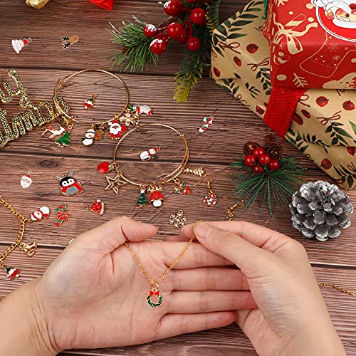 SANNIX 110Pcs Christmas Charms Gold Enamel Jewelry Making Charms Pendant for DIY Xmas Bracelet Necklace Earring Craft Supplies - style: Christmas Charms