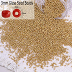 5000pcs Glass Seed Beads, 3mm 8/0 Small Individual Color Seed Beads Mini Pony Bulk for DIY Bracelet Necklaces Wrist Jewelry Making, Gold - color: Gold
