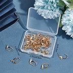 Beebeecraft 1 Box 50Pcs Leverback Earring Findings 18K Gold Plated French Earring Hooks 16x11mm Leaf Pattern Interchangeable Dangle Ear Wire Findings for Jewelry Making - color: 16x11mm Leaf Earring Hooks
