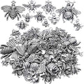 100g (30-60pcs) Antique Silver Mixed Honey Bee Charm Pendants Alloy Bee Pendant Flying Insect Charms Craft Supplies for DIY Necklace Bracelet Jewelry Making - style: Silver Bee Charms