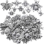 100g (30-60pcs) Antique Silver Mixed Honey Bee Charm Pendants Alloy Bee Pendant Flying Insect Charms Craft Supplies for DIY Necklace Bracelet Jewelry Making - style: Silver Bee Charms