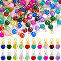 100/200Pcs Crystal Dangle Charms for Jewelry Making Bulk Small Cute Charms Transparent Glass Beads Pendants with Silver Gold Caps for Earring Necklace Bracelet DIY Supplies - color: Mix A