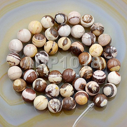 AD Beads Natural Gemstones 8mm Round Loose Beads 15'' ~ 16'' Pick Stone (Smooth Australia Zebre) - color: Smooth Australia Zebre