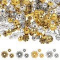180PCS Bead Caps for Jewelry Making – 4 Finishes + 3 Sizes Each (Gold/Silver/Antique Gold/Antique Silver), Metal Spacer & Ornament Caps for Earrings, Bracelets, Necklaces and DIY Crafts
