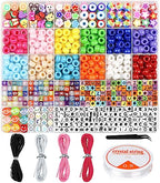 Dowsabel Bracelet Making Kit, Beads for Bracelets Making Pony, Kandi, Polymer Clay, Smile Face & Letter Beads for Jewelry Making, DIY Arts and Crafts Gifts Toys for Girls Age 6-12 - style: Classic
