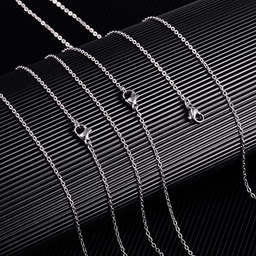 Wholesale 12 PCS Genuine Stainless Steel Fine Cable Chain Necklace Chains Bulk for Jewelry Making (26 Inch(2MM)) - color: Stainless Steel, size: 26 inch-0.079 inch