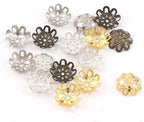 500PCS 10mm Gold Tone Flower Bead Caps Hollow Flower Bead Caps for Jewelry Making (Multi) - color: Multi