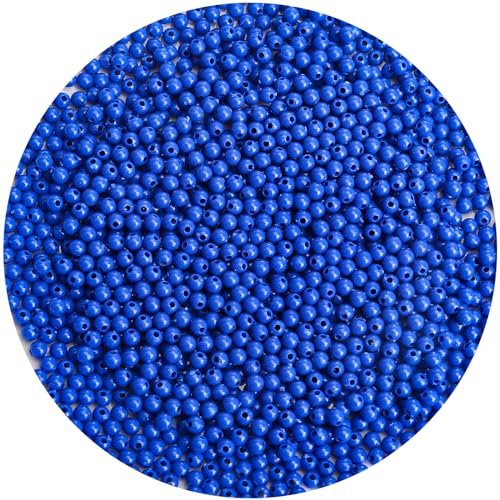BONNY BOXX 2000PCs 4MM Smooth Sapphire Acrylic Round Beads, Plastic Resin Bubblegum Balls Chunky Gumball Beads for Necklace and Bracelet Making, Crafting Supplies - color: Blue, size: 4MM