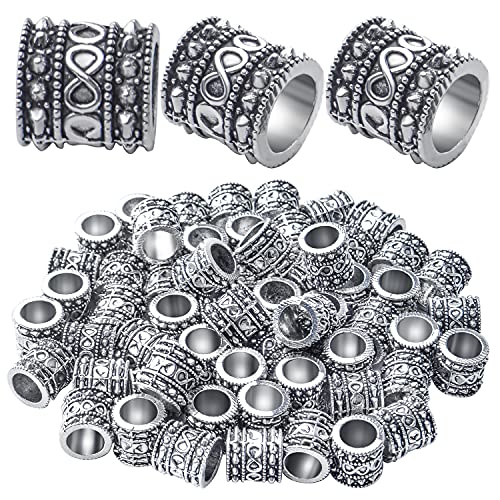 BronaGrand 60pcs Antique Silver Rondelle Spacer Beads, Tibetan Alloy, 8mm Diameter x 8mm Thickness x 5.5mm Hole, Loose Beads for Jewelry DIY Bracelet Necklace Making and Crafting - color: Silver9