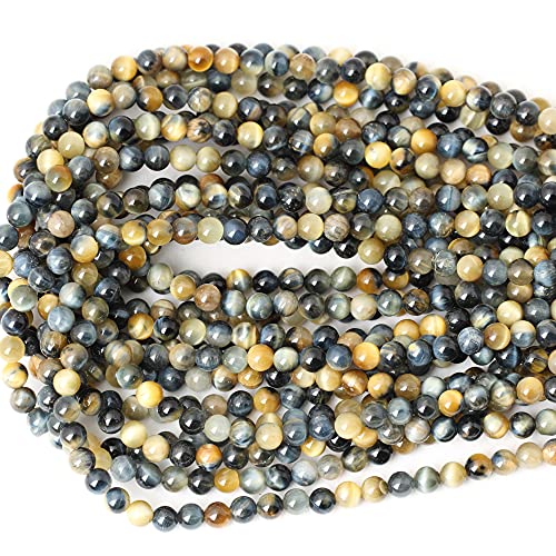 60PCS 6mm Natural Dream Tiger Eye Stone Round Loose Beads for Jewelry Making DIY Bracelet Necklace Materials 1 Strand 15" - color: Dream Tiger Eye, size: 6mm