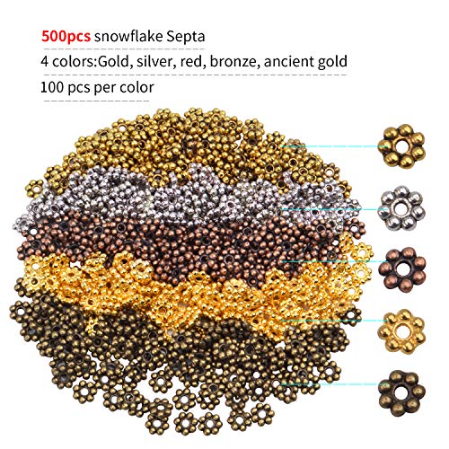 BronaGrand 500pcs Metal Daisy Spacer Beads 5mm for DIY Jewelry Making (5 Colors) - color: 5 Colors
