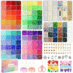 Sistenia 20,000 Pcs Clay Beads Bracelet Making Kit, 120 Colors 6 Boxes Polymer Beads Spacer Heishi Beads & Jewelry Kit with Pendant Charms Elastic Strings, Crafts Gift for Kids Adults - color: Classic 120 Colors