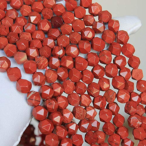 MJDCB Best Sellers Natural Stone Beads Faceted Polygon Red Stone Crystal Energy Stone Healing Power for Jewelry Making(8mm) - color: Red Stone