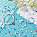 PH PandaHall 450pcs Polymer Clay Beads 6mm Rondelle Heishi Beads 12 Marshmallow Colors Vinyl Disc Bead 3mm Thick Flat Silicon Bead for DIY Earring Necklace Choker Spring Summer Sulfur, 1.5mm Hole