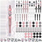 Colarr 24 Sets Plastic Beadable Pens DIY Pens Making Kit Assorted Wood Beads Crystal Spacer Black Ink Ballpoint for Women Crafts Office Family Gifts(Cow) - style: Cow