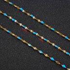 UMAOKANG 16.4 Feet Gold Plated Stainless Steel Chain for Jewelry Making Blue Enamel Chains with Jump Rings Lobster Clasps - color: Gold-Blue Enamel