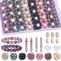 AIPRIDY Jewelry Making Beads Set, 300 PCS 10mm Rhinestone Clay Beads, 8mm Mixed Color Spacer Beads with Pearl and Floral Beads for DIY Jewelry Making (15# Mixed) - color: 15# Mixed