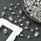 DanLingJewelry 150pcs 10 Styles Tibetan Style Skull Antique Silver Skeleton Head & Devil Head Beads for Halloween Jewelry Making - color: 150pcs - skull - 10 styles