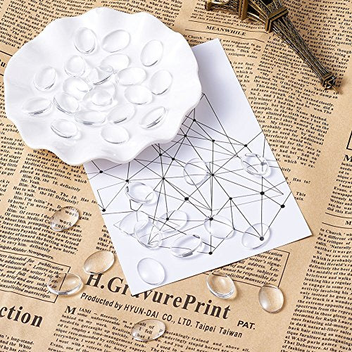 Craftdady 200Pcs Transparent Clear Glass Cabochons 18x13mm Flat Back Oval Dome Tiles Glass Cabs Covers for Photo Pendant Jewelry Craft Making - color: Transparent Clear, size: 18x13mm Oval