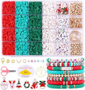 Wuollgess 3500 PCS Christmas Clay Beads Bracelet Making Kit, Polymer Heishi Beads for Jewelry Making, Letter Beads Friendship Bracelet Kit with Christmas Charms for Necklace Earring DIY - color: Christmas